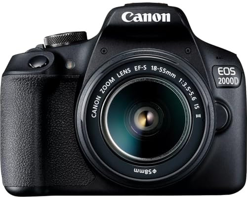 Canon EOS 2000D Camera + EF-S 18-55mm IS II Lens - Black