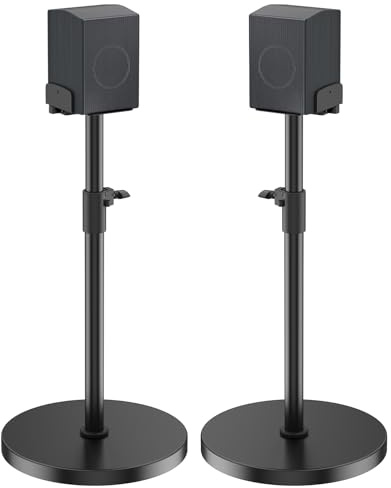 Speaker Stands Pair for Samsung HW-Q990H/Q990F/Q990D/Q930H/Q930F - Height | For 5–11 Wide Samsung Speaker Stands, Tool‑Free 33.5″‑40.5″ Height Adjust,Built-in Cable Management,Thickened Anti-Tip Base