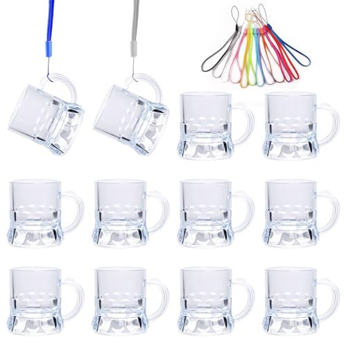 12 Stück Schnapsgläser mit Henkel 3cl Schnapsgläser zum Umhängen Schnapsbecher Plastik Team Braut Kette Becher cup Bridal Shower Cups Junggesellenabschied Bachelorette Party Jungfer Dekorationen