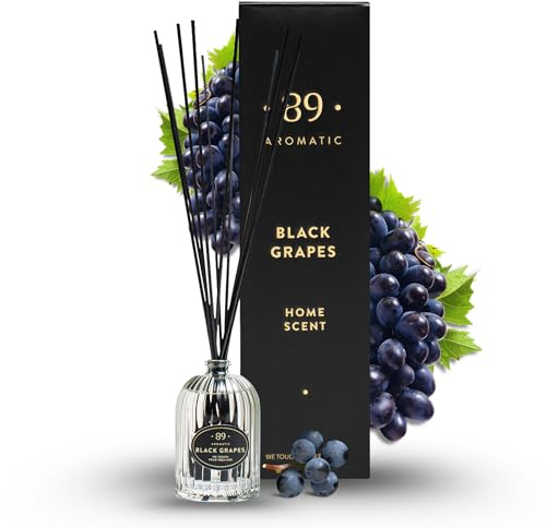 Aromatic •89• Raumduft Diffuser mit 7 Duftstäbchen – Luxus Raumdüfte mit Reife Schwarze Trauben, Raumerfrischer & Raum Duft Wohnzimmer, Büro & Wohnung, Badezimmer Duft Lufterfrischer, Heimdekoration