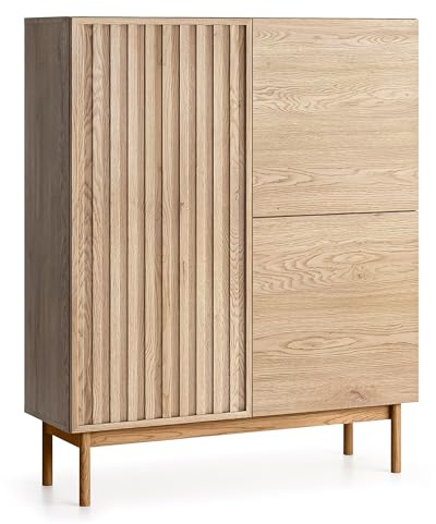 AX Living Schlafzimmer Kommode Santarco K3D – 106 cm, Eiche Cremona | Push-to-Open-System. Breite von 106 cm. Höhe von 130 cm. Drei geräumige Schränke für eine vielseitige Aufbewahrung.