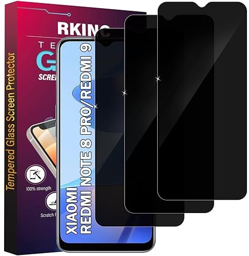 RKINC 3 Stück, Sichtschutz Panzerglas für Xiaomi Redmi Note 8 Pro, Redmi 9, Anti-Spähen Panzer Schutz Glas HD Displayschutzfolie, 0,33 mm kratzfest, splitterfrei, blasenfre