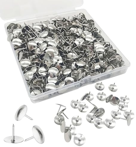 Spetsbst 600 Stück Reißzwecken Silber, Rundköpfige Reißnägel Schwarzes | Brett Ziernägel mit Aufbewahrungsbox, für Aufhängen Fotos und DIY Dekorationen