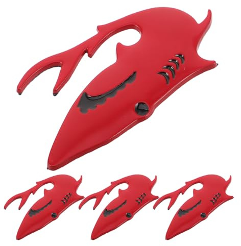 HOLIDYOYO Adesivo in Metallo per Auto a Forma di Squalo Rosso 4 Pezzi Decalcomania Laterale per Carrozzeria e Cofano Ornamento Resistente Adesivo Forte per Veicoli Camion e Berline
