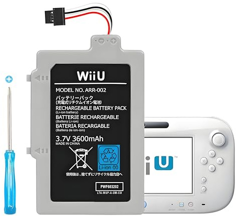 3600mAh 2026 Upgrade Wii U Spielkonsole Akku, wiederaufladbarer Lithium-Ionen-Akku Ersatz Wii Zubehör für Nintendo Wii U Spielkonsole WUP-010 WUP-012 (Schwarz Grau, Wii U, C)