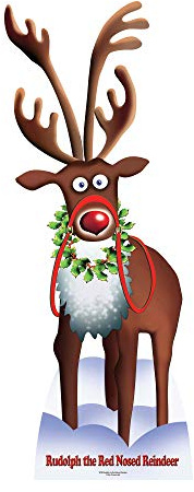 Star Cutouts SC90 Cardboard Cutout Official Lifesize Christmas Decoration Rudolph The Red Nose Reindeer Perfect for Grottos and Festive Displays Including Shops Height 183cm