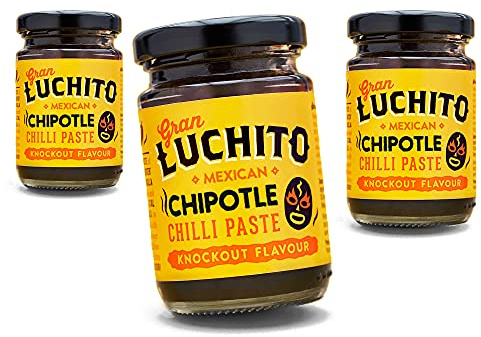 Gran Luchito Mexican Chipotle Chilli Paste 100g | Handmade in Mexico | Super Smoky Cooking Paste with A Medium to Hot Spice| Perfect for Cooking Mexican Food (Pack of 3)