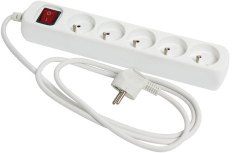MultIPrise Electrique - Prise Multiple - Bloc MultIPrise - Rallonge Electrique - Debflex 705960 Rallonge MultIPrise 5 Prises 2P+T 16A avec Interrupteur - Cordon 1 mètre - Blanc