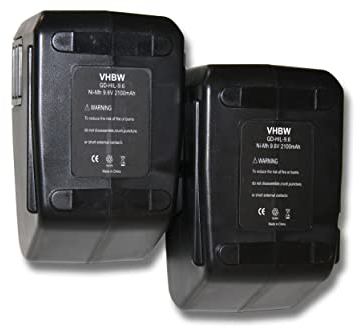 vhbw 2X Batterie Compatible avec Hilti SF100, SF100A, BD2000, SB10, SFB105 Outil électrique (2100 mAh, NiMH, 9,6 V) - Remplacement pour 265605, 315078, 334584, SBP10, SPB105