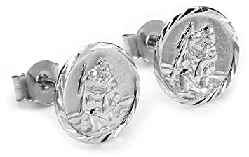 Sterling-Silber St. Christophorus Medaille Ohrstecker