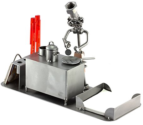 Steelman24 I Schraubenmännchen Koch Schreibtisch Organizer Mit Persönlicher Gravur I Made in Germany I Handarbeit I Geschenkidee I Stahlfigur I Metallfigur