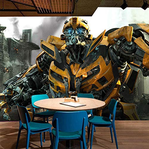 XCHBH Tapete Selbstklebende Tapete Wandbild (B) 300X (H) 210Cm3D Wandplakat Cartoon Verformung Auto Roboter Wandkunst Große Fototapete Junge Schlafzimmer Kinder Innen Innen Dekoration Kunst