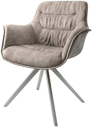 DELIFE Polsterstuhl Kaira-Flex Kreuzgestell kantig Edelstahl Mikrofaser Taupe Vintage