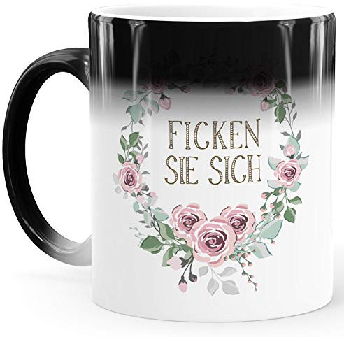 MoonWorks® Zaubertasse Farbwechsel Tasse Blumige Schimpfworte Blumen lustige Bürotasse Geschenk Gag Beleidigungen Ficken Sie sich weiß Magic-Tasse
