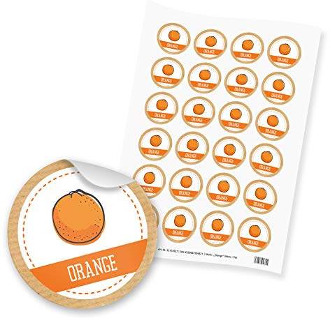 itenga 24x Sticker Aufkleber Orange Marmelade Konfitüre Likör Etikett für Einmachgläser Weckgläser