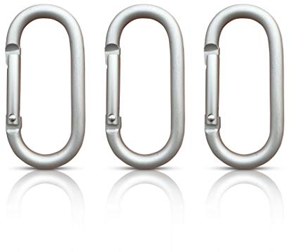 3er Set Oval Karabiner, Schlüsselanhänger, Aluminium Karabinerhaken, Karabiner Set, Karabinerhaken klein, Karabiner schwarz, Key Organizer, Carabiner (Silber 66x30 mm)