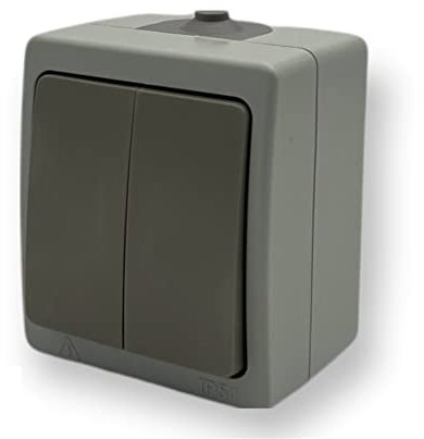 EDELIZON Aufputz Serienschalter IP54 Feuchtraum VDE (Serienschalter) - Grau