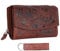 Chunkyrayan Echtleder Damen Geldbörse Hochwertig Vintage RFID Schutz inklusive Leder Schlüsselanhänger P GB-6 Dark Brown Flower