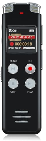 128GB Digital Voice Recorder with Voice Activated Recording and Playback - EVISTR L357 USB Rechargeable Dictaphone | Dictation Machine with MP3 Player