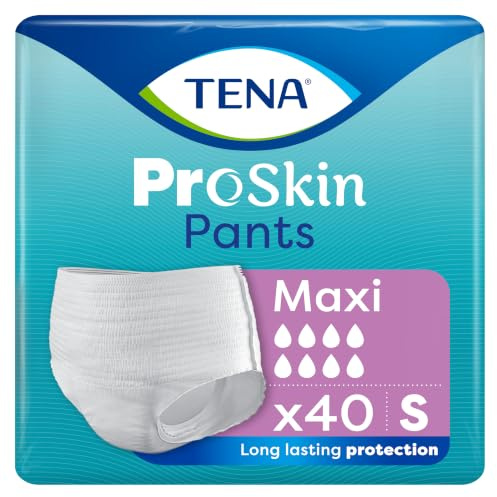 Tena ProSkin Pants Maxi, Incontinence Underwear, Small, 4 Pack (40 Count) | Incontinence Underwear for Men & Women, Moderate to Heavy Leakage, Fast Absorption, Odour Control & Triple Skin Protection