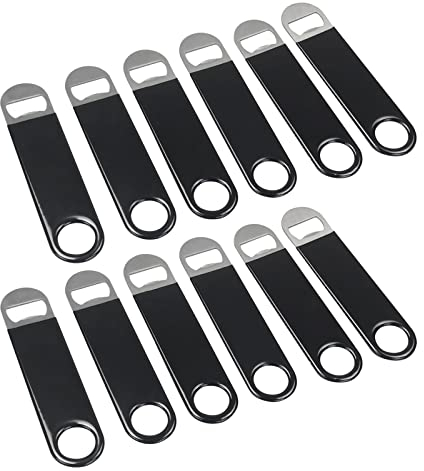 Morcte 12 Pieces Stainless Steel Bar Blade, Flat Bottle Opener, Black