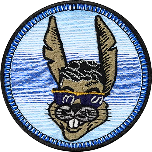Cooler Hase Aufnäher/Aufbügler gestickt | Cooler Hase mit Sonnenbrille Bügelbilder lachendes Häschen Flicken für Jeans | funky Rabbit Patch Applikation zum annähen/aufbügeln | 70x70mm
