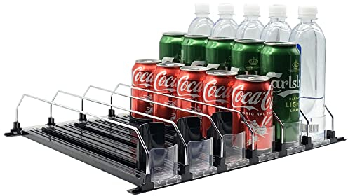Soda Can Dispenser for Refrigerator-Automatic Pusher Glide, 12oz 16oz 20oz Drink Organizer for Fridge-Holds up to 30 Cans