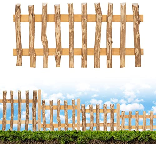 BooGardi Bordure de parterre en bois - Plusieurs tailles - Hauteur 50 cm x largeur 60 cm - Clôture de jardin pour bordure de parterre - Bordure de pelouse naturelle - Clôture à lattes en noisette -
