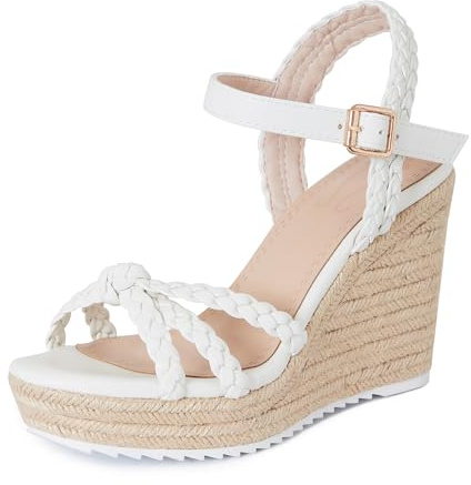 mikarka Espadrille Wedge Sandals for Women Braided Knot Ankle Strap Open Toe Platform Sandals
