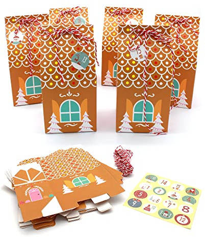 Adventskalender Modell 5 – 24 Kartonhäuser XL, um die Wartezeit auf Weihnachten zu verkürzen – Bastelspaß für die ganze Familie