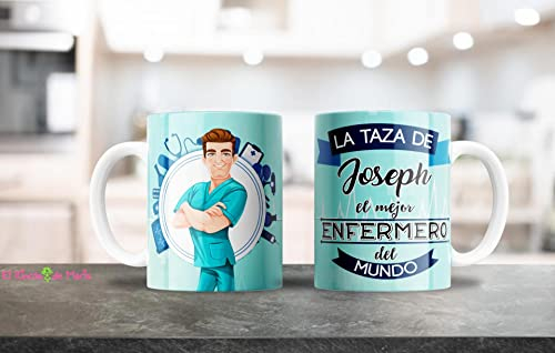 Genérico ERDM REGALOS/Tazas Profesiones Medicas/La Taza del Mejor Enfermero del Mundo/Taza Personalizada con Nombre para (Enfermero)