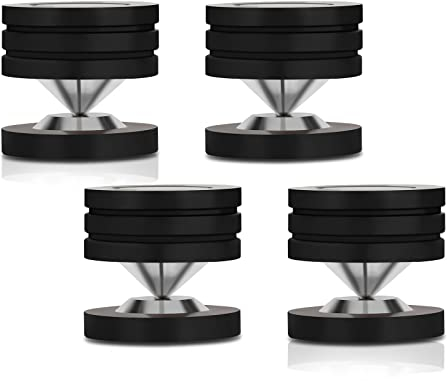 YuanYong Amortiguador vibratorio, altavoz de subwoofer, amortiguador, pies, pies de dispositivo Hi-Fi, picos y almohadillas para altavoces de gama alta, subwoofers, 49 mmx49 mm, 4 juegos (negro)