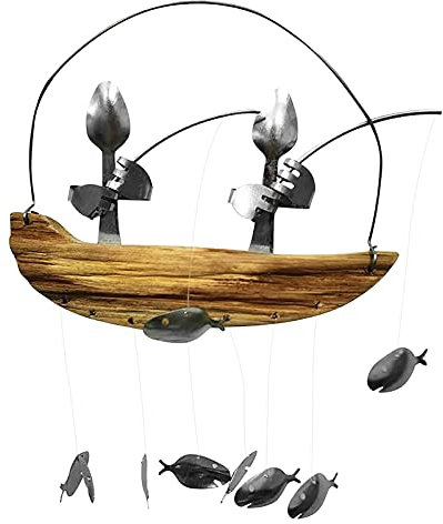 MISETA Angelmann Windspiel, Löffel Fisch hängende Dekoration für Veranda, Balkon, Wohnzimmer, Schlafzimmer, Wand, Fenster (Farbe: für 2)