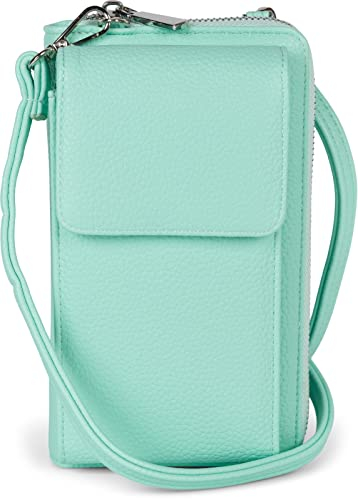 styleBREAKER Damen Mini Bag Geldbörse mit Handy Fach und RFID Schutz, Umhängetasche, Handytasche, Crossbag 02012362, Farbe:Türkis