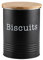 EHC Round Enamel Airtight Seal Cookie/Biscuit Kitchen Storage Canister Jar With Wooden Lid - Black