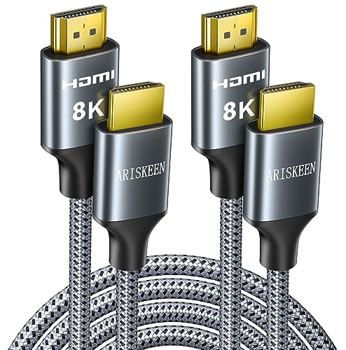 ARISKEEN Cavo HDMI 8K 0.5M 2Pack, Cavo HDMI 2.1 Intrecciato in Nylon ad Alta Velocità da 48 Gbps, Supporta 8K@60HZ, 4K@120Hz, Compatibile con PS4/5 TV Monitor Blu-ray Soundbar