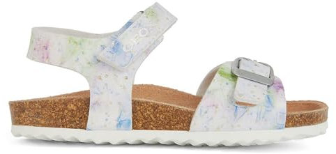 Geox J Adriel Girl C Sandal, White/PINK, 31 EU