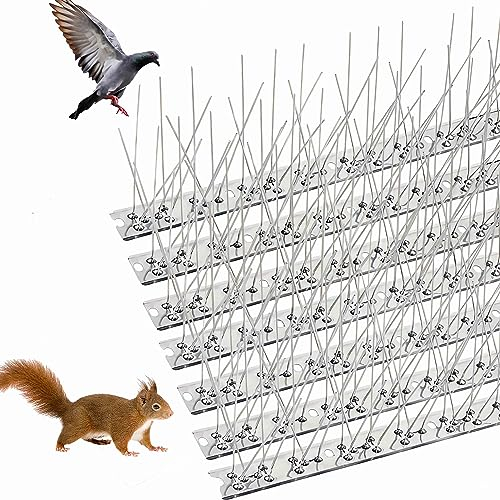 YEENAIV Taubenabwehr Vogelabwehr Spikes für Balkon, Vogelschreck Vogelschutz Spatzen für Dachbalken Dachrinne, 3.5M Edelstahl Bird Repellent mit Robusten für Zaun, Garten, Balkongeländer(25*14Stück)