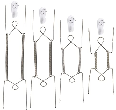 sourcing map 16 Pieces Plate Hanger, 6 8 10 12 Inch Stainless Steel Invisible Wall Plate Hangers with 16Pcs Wall Hooks for Decorative Plates, Silver