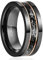 NUNCAD Anello Nero da 8 mm per Uomo Fascia Nuziale Sfaccettata Anello in Tungsteno con Bordo Martellato, Foglia d'Oro e Intarsio di Meteorite 17