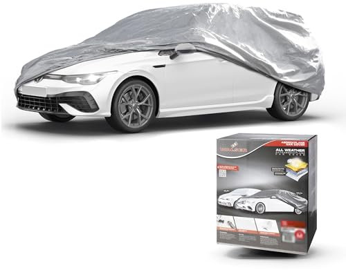 WALSER Bâche de Protection pour Voiture All Weather Basic, 100% bâche Voiture imperméable, Housse Voiture imperméable, Bâche de Voiture Bâche Complet Taille 4 Combi Argent