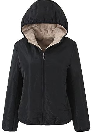 Susenstone Veste d'Hiver pour Femme Doublée Polaire Doudoune Imperméable Chaude de Randonnée Sherpa Épaississant à Capuche Rembourrée Coupe-vent
