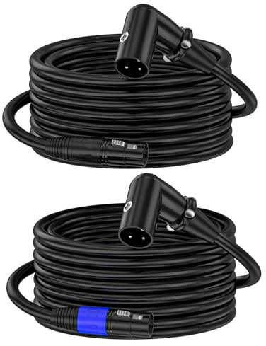 ZTOXLR XLR Right-Angle Male to Straight Female Microphone Extension Cable, 90-Degree Male to Straight Female Balanced Cord 3-Pin to 3-Pin, 10ft 2Pack