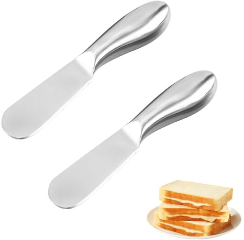 JDCMEI 2 Pièces Couteaux à Beurre en Acier Inoxydable, Couteau à Tartiner Couteau à Dessert Épandeur à Fromage avec Poignée Creuse Ergonomique pour Couper ou Tartiner Beurre Confiture Fromage