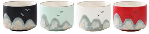 HSYHERE Set di 4 tazze da caffè in ceramica con elegante paesaggio naturale di alta montagna in volo con scatola regalo collezione ideale e regalo tazza da tè tazza da tè tazza da tè tazza da caffè di