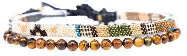 2er Set Surfer armband Herren & Damen • 100% Wasserfest & Handmade • Perlen-Armband Boho Stoff-Armband • Hippie Sommer Strand-Schmuck • Freundschaftsarmbänder für Ihn & Sie (Safari & Tigerauge)