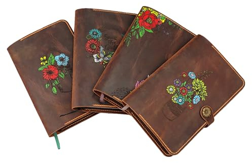 Lederhülle kompatibel mit Moleskine® Large/XL/A4 – handbemalt & personalisierbar – Vollnarbenleder im Vintage Stil, Notizbuch Cover mit Stiftschlaufe