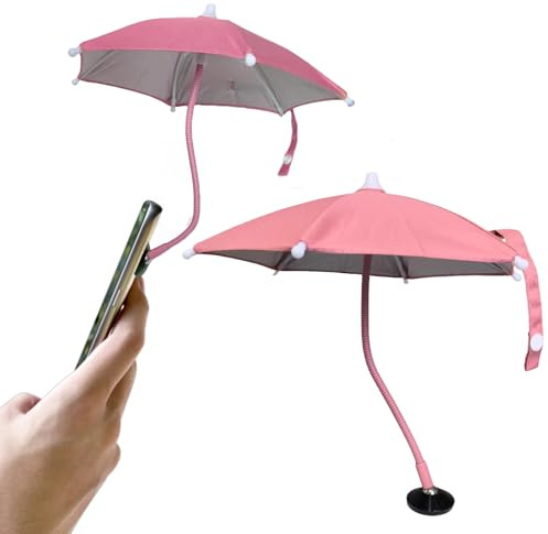 Dermonem Magnetischer Handy-Sonnenschirm, Outdoor-Telefonhalter mit Sonnenschirm Mini-Sonnenschutz für den Außenbereich, Blendschutz für Handys im Auto (rosa)