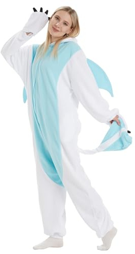 PENGMAI Costume de dragon une pièce pour homme et femme - Combinaison d'animal pour adulte - Costume d'Halloween et de costumade