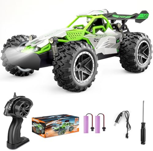 Pmgud Ferngesteuertes Auto, 2,4 GHz 1:18 Proportional 2WD 20+ km/h Hobby Offroad Monster RC Truck, wasserdichte RC Truggy RTR Geländegängig Spielzeug (Grün)